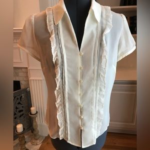 Cream LOFT Chiffon Blouse sz 8